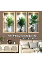 3-Pack 3D Plant Wall Stickers,Wall Stickers Living Room, 3D Wall Art for Hallway and Stairs, Peel and Stick Wall Decals Mural Hallway Decor Bedroom Kitchen Wallpaper Backdrop Self-Adhesive Removable