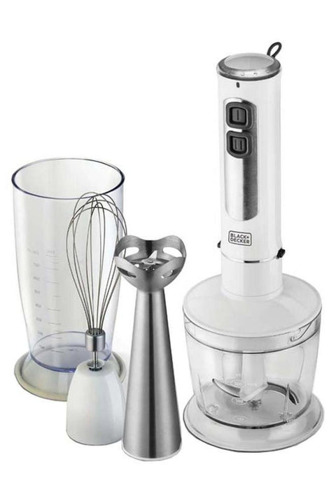 BLACK+DECKER 4-in-1 Stem Hand Blender with Chopper Bowl and Whisk SB4000-B5 White