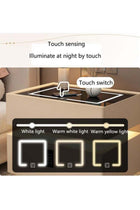 Modern Bedside Nightstand Table with LED Mirror, Sensor Light, Wireless Charging and BT Speaker 50CM