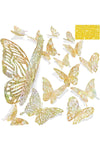 60 Pcs 3D Sequined Silver Butterfly Wall Decor, 5 Styles 3 Sizes,Butterfly Cake Birthday Party Baby Shower Decorations Iridescent,Metallic Room Mural Wall Stickers (Sequined Golden)