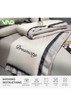 4 Pieces Queen Duvet Cover Set, Washable Ice Silk Quilt, Absorbs Heat To Keep Cooling, Include 1* Duvet Cover 200x230cm, 1* Flat Sheet 245x245cm, 2* Pillowcases 48x74cm, Gray