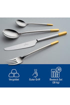 Ella Cutlery for up to 6 People, 30 Pieces, Stainless Steel, Partially Gold-Plated
