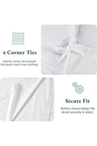 100% Organic Cotton Duvet Cover Set - Double Size, White 3-Piece Bedding Set, Soft Breathable Fabric