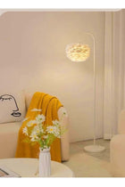 Cream Metal Feather Floor Lamp 1550mm, E27 Foot Switch, 3 Color Temperature, Modern Minimalist Standing Lamp