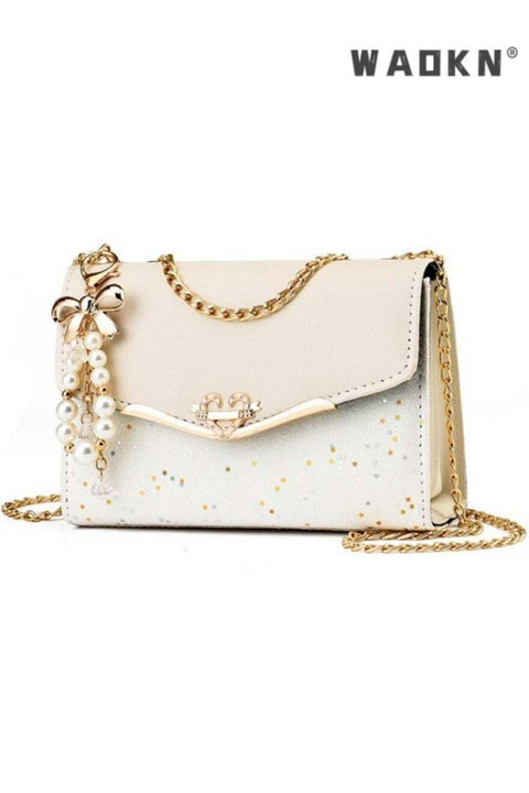 Women's Pearl Pendant Shoulder Bag, Girls' Fashion Trend Chain Handbag Tote Bag Clutch Bag