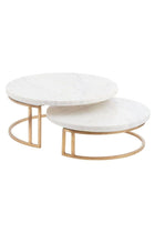 Round Marble Tray Stand Set Of 2 Pcs White