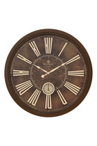 Solid Wood Frame Modern Round Design Wooden Wall clock 6433 Italian Design 60cm Silent Silky Move Sub-Second Hand