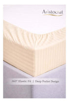 3-Piece Striped Microfiber Fitted Sheet Set King 180x200cm – Soft Elastic Deep Pocket Bedsheet, Cream