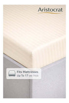 3-Piece Striped Microfiber Fitted Sheet Set King 180x200cm – Soft Elastic Deep Pocket Bedsheet, Cream