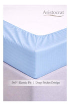 2-Piece Striped Microfiber Fitted Sheet Set Single 90x200cm with 1 Pillowcase, Sky Blue