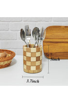 Bamboo Utensil Holder, Cutlery Organizer, Kitchen Countertop Silverware Storage Rack, Wooden Utensil Caddy for Cooking Tools
