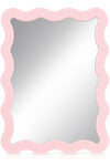 Scalloped Magnetic Locker Mirror, 5''x7'' Small Real Glass Makeup Mirror with Magnetic Backing for School Locker, Bathroom, Household Refrigerator, Locker Accessory (Light Pink)