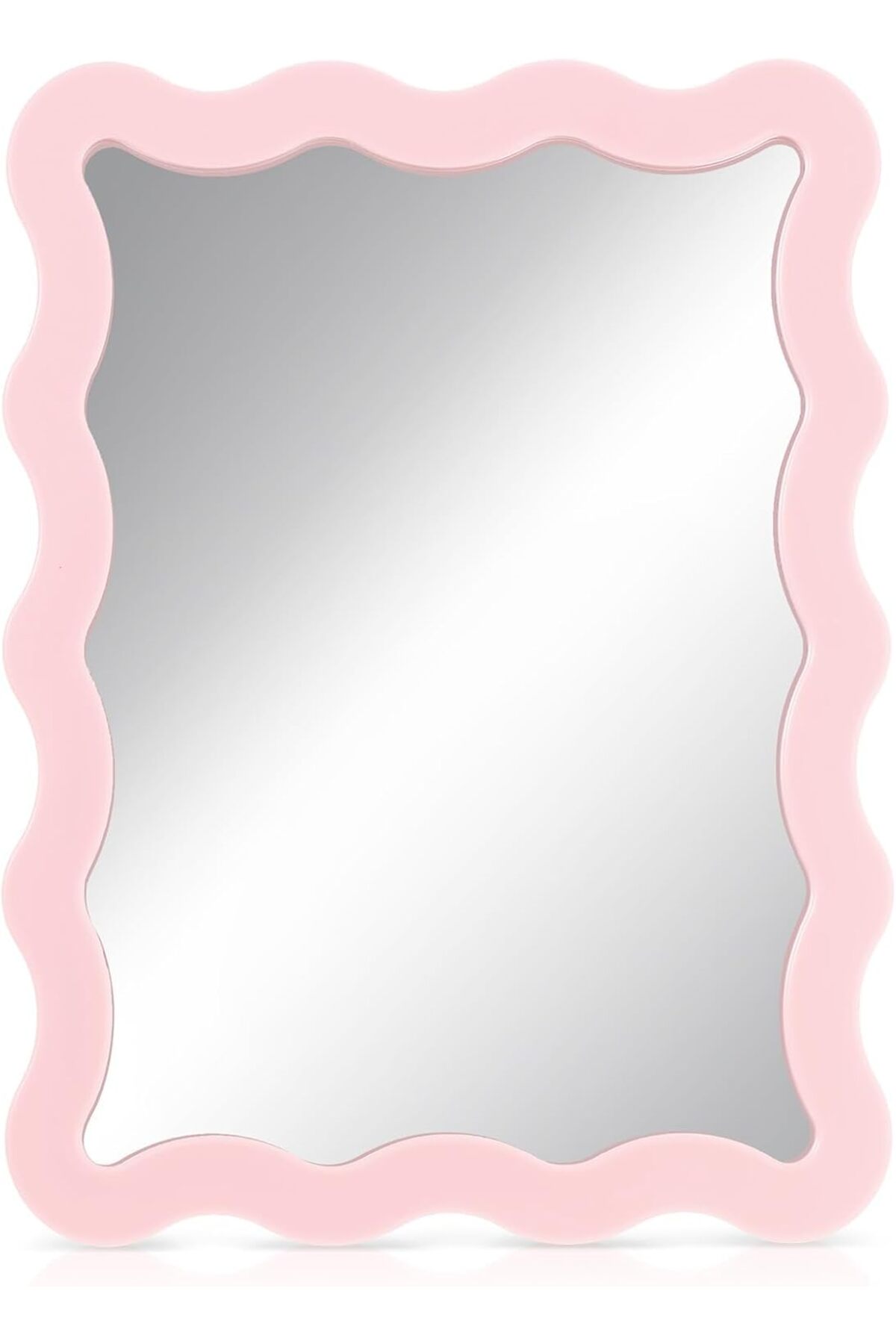 Scalloped Magnetic Locker Mirror, 5''x7'' Small Real Glass Makeup Mirror with Magnetic Backing for School Locker, Bathroom, Household Refrigerator, Locker Accessory (Light Pink)