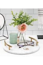 Round White Marble Tray With Gold Handle