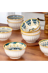 Marketplace New In Ceramic Cereal Bowls Salad,Soup,Rice Bowl Set,Blue and White (4.5 inch)