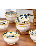 Marketplace New In Ceramic Cereal Bowls Salad,Soup,Rice Bowl Set,Blue and White (4.5 inch)