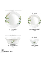 by Milton Opalware Aurelia Savira Dinner Set of 13 | Serving for 4 | White