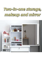 Dressing Table Vanity Table With Mirror And Cushioned Stool ，Multifunctional 4 Drawer Vanity Makeup Desk,Large Modern Design Storage Workstation for Bedroom Dressing Room