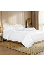 100% Combed Cotton Sateen 400 Thread Count Oxford Duvet Cover Set Double 210x210cm with 2xPillowcases Luxury Bedding Perfect for Summer Hotel Quality