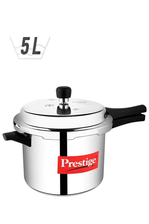 Popular Aluminium Pressure Cooker with Thick Alpha Base and Sturdy Handles Silver 5Liters