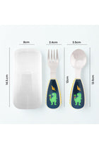 Kids Cutlery Set with Case for School | Utensils Stainless Steel Kids Spoon and Fork Set | Dinosaur Cutlery Set for Lunch Box | Children Tableware Flatware (Dinosaur)