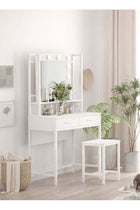 Makeup Vanity with Multiple Shelves and Drawers White