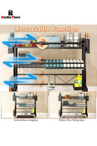 Large Capacity Dish Drainer Drying Rack Telescopic Adjustable Length Kitchen Rack Multifunctional Expandable Counter Organizer Over Sink Space Saver Dish Rack - 2 Tier