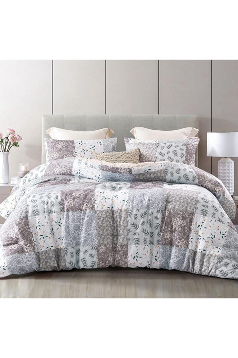 Soft Reversible Coverless Patchwork Duvet Set, Grey