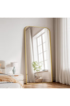 Koonmi Full Length Mirror, 71"x28" Mirror Full Length with Stand, Gold Domed Top Square-Edged Floor Mirror with Aluminum Alloy Frame for Bedroom Living Room