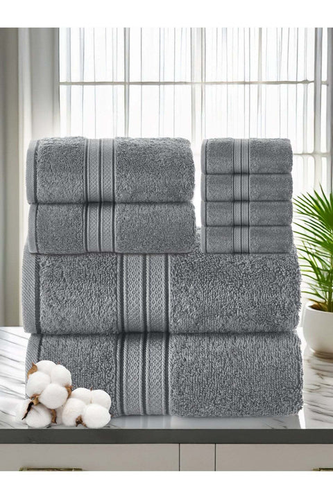 8 Pcs Premium Towel Set - 2 Bath Towels, 2 Hand Towels & 4 Washcloths | 100% Combed Cotton 600 GSM | Quick Dry, Ultra-Absorbent, Thick & Plush | Ideal for Bath, Spa, Gym, Hotel & Everyday Lu