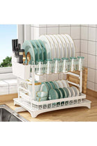3-Tier Dish Drying Rack with Double-Layer Bowl Rack, Plastic Draining Tray, Chopstick Holder & Metal Cutting Board Rack – Carbon Steel, Rust-Resistant, Large Capacity – Black