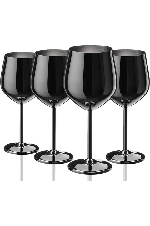 Wine Glasses Set of 4, 18oz Stainless Steel, Unbreakable & Portable Stemmed Metal Wine Glass