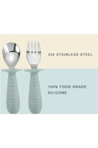4 Set Baby Toddler Silicone Stainless Steel Utensils Silverware Spoon Fork for Baby Toddler BPA Free with Silicone Holding Anti-Choke Design