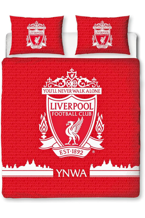 Character World Official Liverpool FC Double Duvet Cover Set, Tone Design | Red Reversible Football Bedding