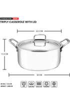 SMART TRIPLY CASSEROLE WITH STAINLESS STEEL LID - 20 CM, 3.5 LTR