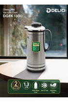 Glass Liner Vacuum Flask (DGFK 1300), 1.3 Liters, Vacuum Insulation, Stainless Steel Body