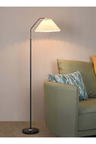 Modern Luxury Straight Pole Atmosphere Standing Floor Lamp Pleated Lampshade LED Three-Tone Lighting