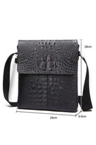 Handmade crocodile pattern genuine leather men's messenger bag, side bag for men, wear-resistant leather large capacity