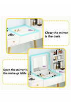 Dresser With Mirror Vanities Table Make Up Organizer Drawers White 80x40x75cm