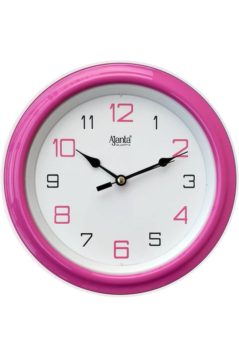 Abstract Plastic Round Analog Wall Clock (20.5 Cm X 20.5 Cm X 3.5 Cm, Pink)
