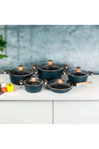 RF 12508 RoyalEmerald 10 Pcs Granite Coated Die-Cast Cookware Set with Glass Lids