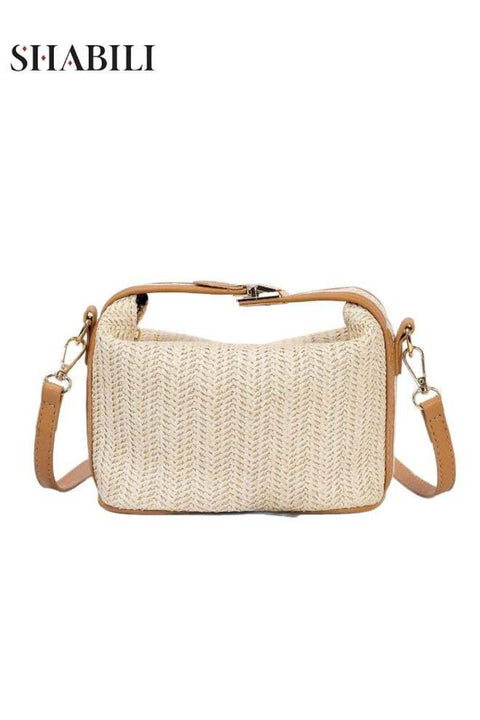 Women Shoulder Bag Crossbody Sling, Ladies Tote Clutch Cross Bags Lightweight Polyester Straw-Woven Satchel