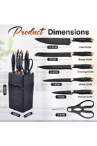 SHOPPING VIBES 7pc Stainless Steel Knife Set for Kitchen – Sharp Chef Knife, Scissors & Sharpener (Black)