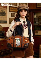 Women's Vintage Bowling Bag with Classic Silhouette and Versatile Design Commuter Tote with Structured Shape for Office Daily Use