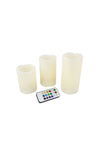 3-Piece Led Color Changing Candle With Remote Red/Green/Blue