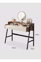 Modern Makeup Vanity Desk with Mirror and Lights, Vanity Table Set with LED Mirror 2 UK Plug+2 USB Dressing Table With Drawers, Bedroom Dresser LED Mirror Dressing Table for Bedroom Brown