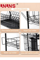 Large Dish Drying Rack, 3 Tier Dish Rack with Tray Utensil Holder & Cup Holders, Large Capacity Rustproof Dish Drainer, Drain Board Tray for Kitchen Counter Organizer Storage for Kitchen Counter