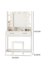 Makeup Vanity with Multiple Shelves and Drawers White