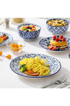 Selene Dinner Sets for 6 People, 18 Pieces Vintage Blue Porcelain Plates and Bowls Set