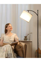 FUOE Floor Lamp with Remote Control 3 Color Temperatures, Long Lamp with Adjustable Linen Shade